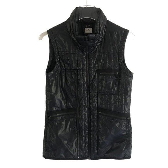 Nike Womens Full Zip Quilted Nylon Vest Black Small - Picture 1 of 12